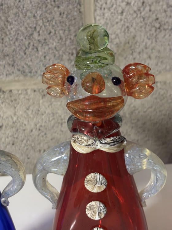 Image 1 of Zeldzaam paar vintage Murano glazen clowns uit de jaren 1950