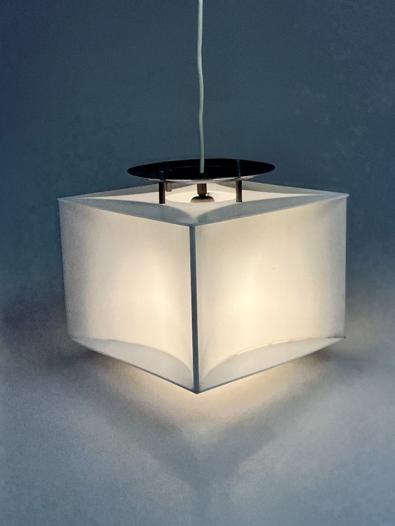 Suspension Cube Blanc Vintage, Space Age, Années 1970 – Métal, Plastique (photo 4 of 18)