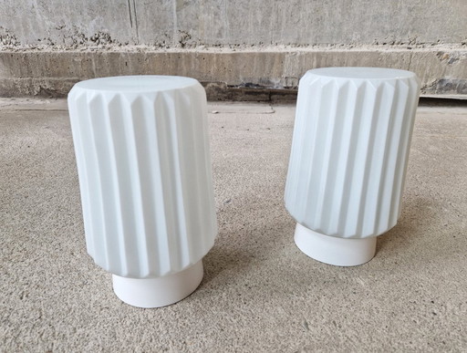 Set Vintage Ceiling Lamps Opal Glass