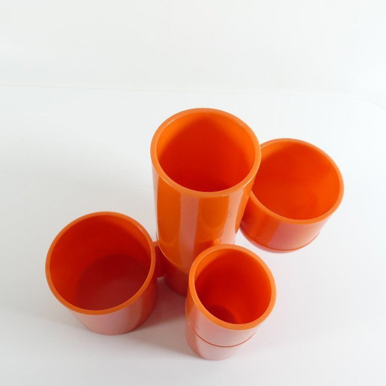 Image 1 of Bestekhouder, pennenhouder, jaren 70, oranje