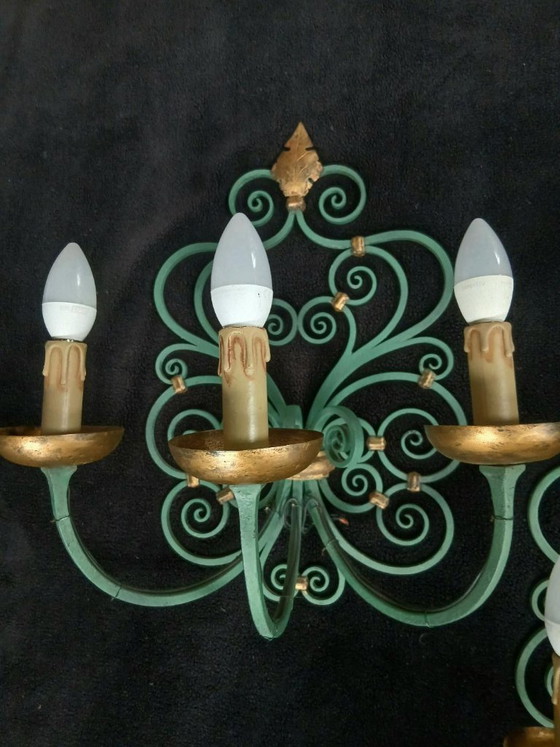 Image 1 of PAIR OF ANTIQUE WROUGHT IRON WALL LIGHTS BY GILBERT POILLERAT, Baroque, 1940
