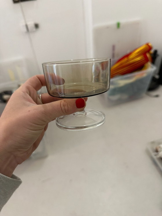 Image 1 of Set van 4 vintage glazen met rookglas - modernistische stijl