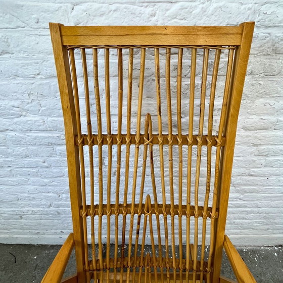 Image 1 of Hellerau Vintage Design Schommelstoel in Rotan en Hout
