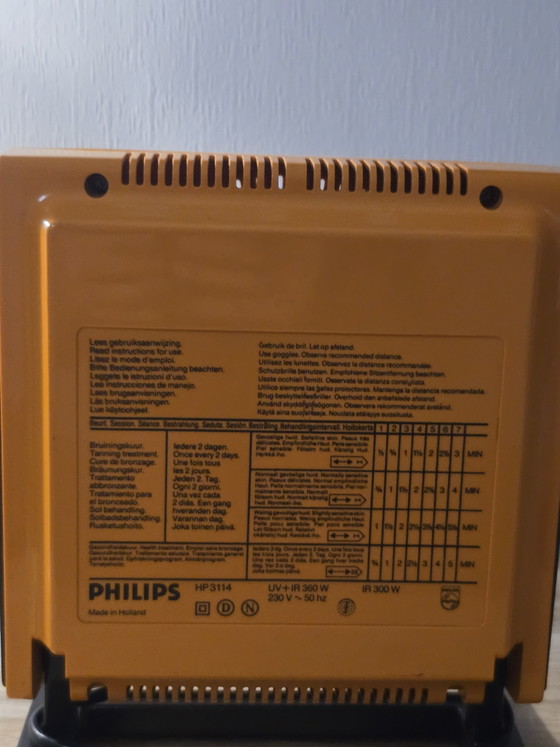Image 1 of Lampada solare facciale vintage Philips HP3114 Space Age – Arancione e nero in stile Pop Art (prodotta in Olanda)