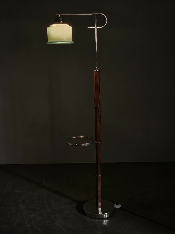 Image 1 of Tsjechische Art Deco verstelbare vloerlamp met tafel, jaren 1930