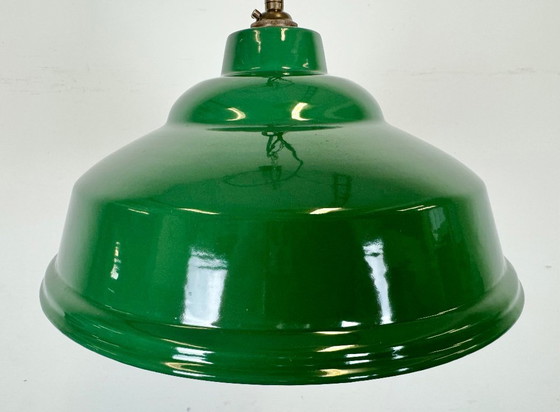 Image 1 of Lampada a sospensione industriale in smalto verde britannico, anni '60
