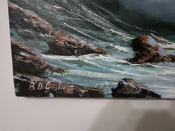 Image 1 of Bruno DI GIULIO - Mareggiata al Tramonto - Pintura del artista