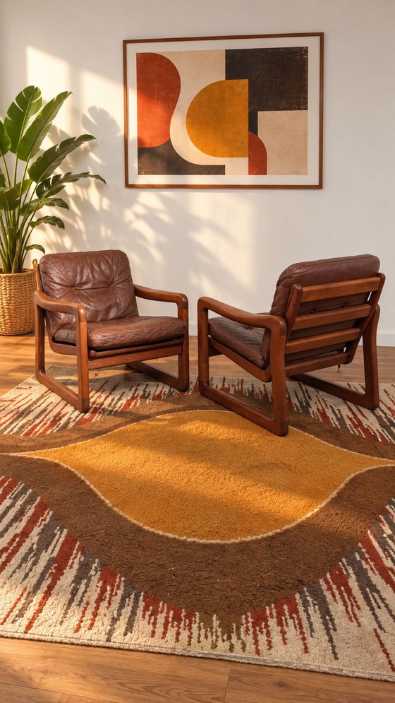 Seating area EMC FURNITURE vintage Scandinavian design – Leather, Wood (photo 6 of 10)