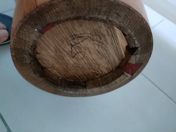 Image 1 of Vintage set zeldzaam Midcentury Art Vaas in Hardhout van Maurice Bonami voor De Coene Frères. Made in België in de jaren 50