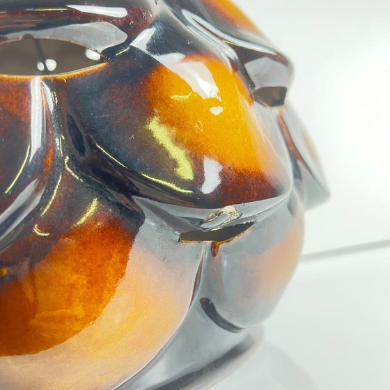 Image 1 of Large ceramic table lamp in "scale" pattern, 1970, double bulbs