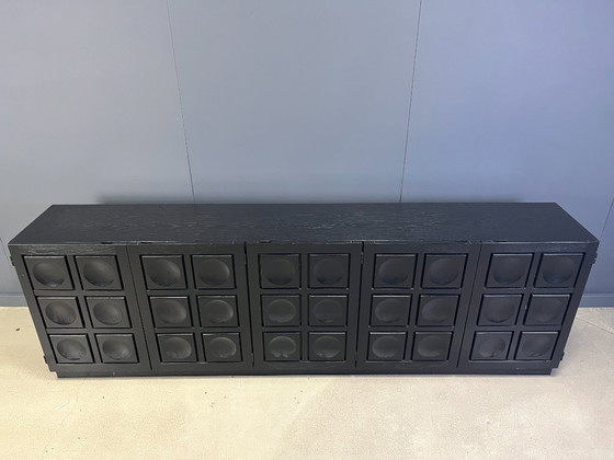 Image 1 of Vintage black brutalist credenza, 1970s