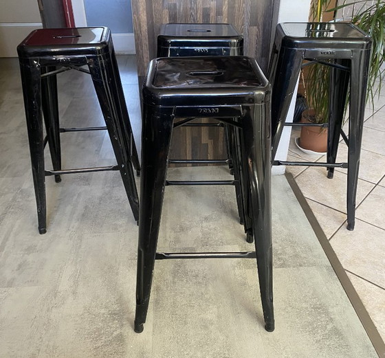 Image 1 of Genuine TOLIX H75 industrial stackable bar stool, black