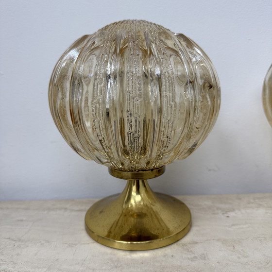 Image 1 of Mid Century Set van 2 Wortmann & Filz glazen tafellampen, 1970