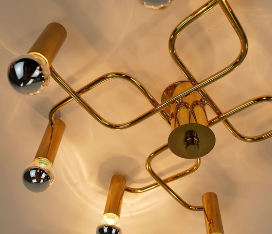 Large 1970s Sputnik Brass Ceiling Lamp 8-Light Ceiling Fixture – Ceiling lights (photo 8 of 11)