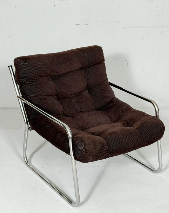 Image 1 of Set van 2 Space Age cantilever fauteuils/stoelen van Gillis Lundgren, jaren 70