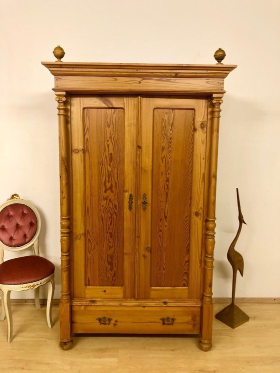 Image 1 of Softwood wardrobe, farmhouse wardrobe, antique wardrobe, Gründerzeit wardrobe, country-style wardrobe, hall wardrobe circa 1890