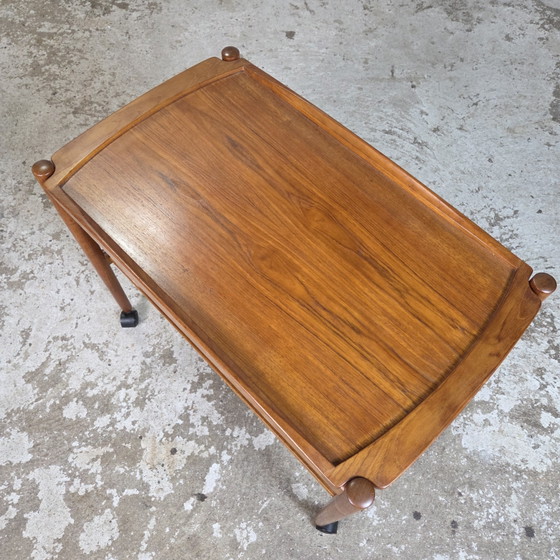 Image 1 of Poul Hundevad, vintage jaren 60 Teak trolley theewagen Deens