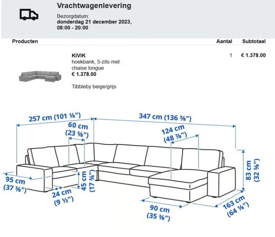 IKEA KIVIK U-förmiges Sofa zu verkaufen – Gebot abgeben! – Textile, Wood (photo 3 of 5)