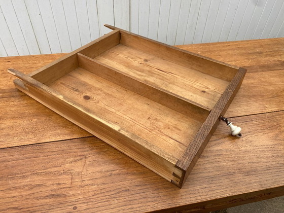 Image 1 of Sam solid oak farmhouse dining table with 1 drawer, circa 1950, 180x74cm