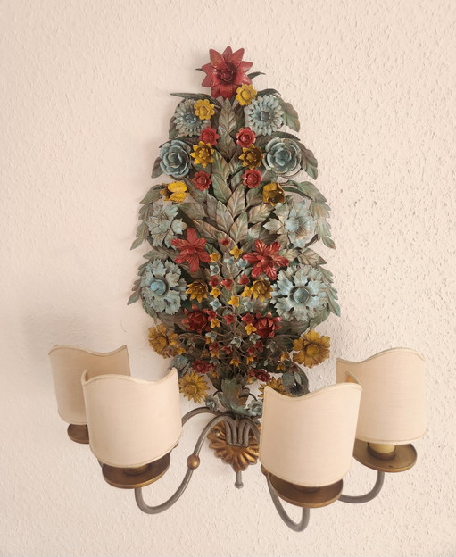 Set di 3 applique da parete CIANI Firenze, dipinte e forgiate a mano, applique fiorentine "Bouquet (photo 2 of 15)