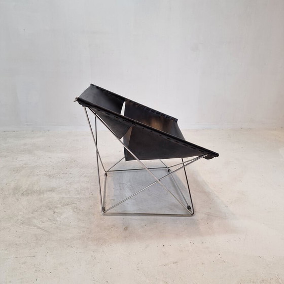 Image 1 of Fauteuil papillon vintage F675 en métal et cuir par Pierre Paulin pour Artifort, France 1963s