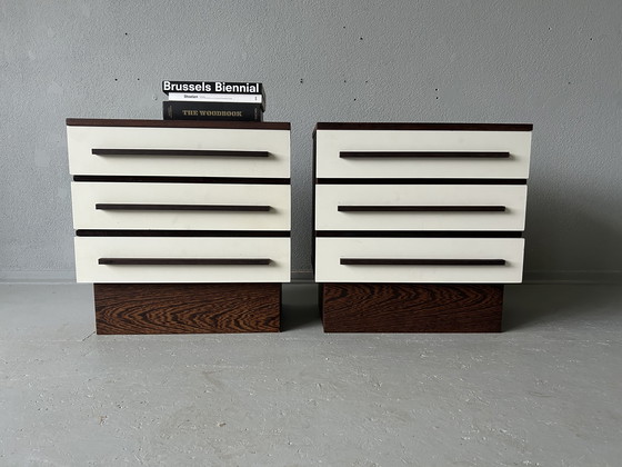 Image 1 of Set da comodino vintage - metà secolo - wengé