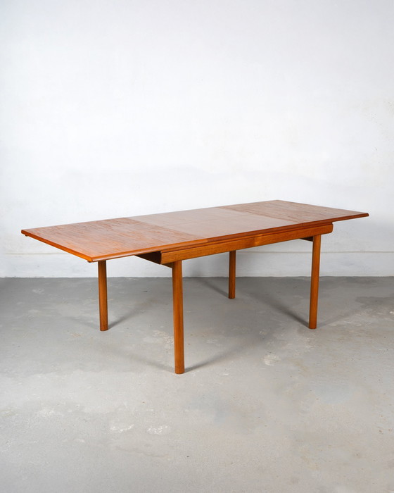 Image 1 of Mid-Century Dining Set by White and Newton Made of Teak and Blue Upholstery