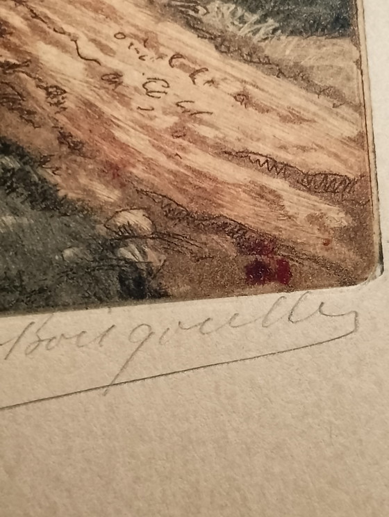 Image 1 of Antiker Kupferstich von Henri Bourguille, Radierung des Waldes von Fontainebleau, 1910-1921