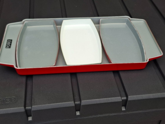 Vassoio da portata Robex con tre inserti, melamina., Accessori da cucina, Plastica, Rosso, Vintage (foto 2 di 11)
