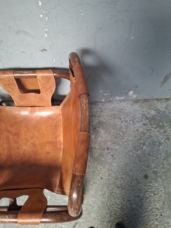 Image 1 of 2 poltrone safari in pelle e bambù di Tito Agnoli per Bonacina