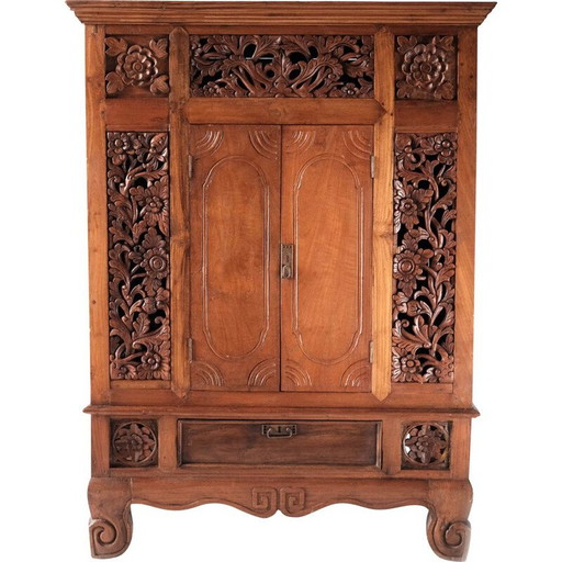 Asiatisches Sideboard aus massivem Teakholz