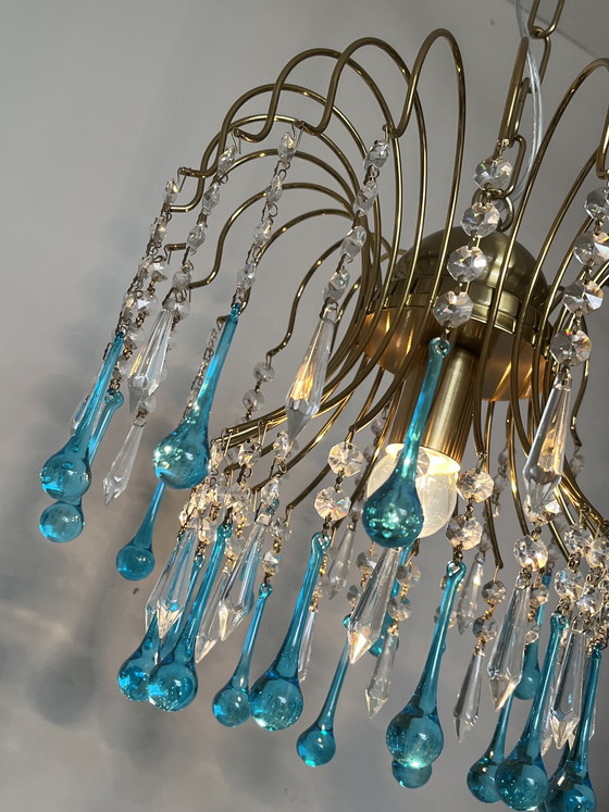 Image 1 of Lustre Murano vintage bleu en forme de larme