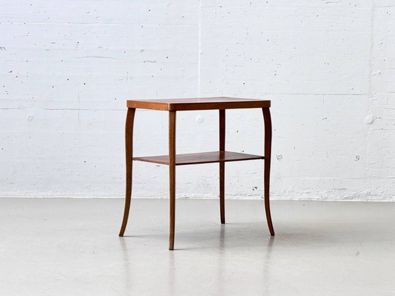 Image 1 of Table d'appoint en bois avec compartiment de rangement, années 1950