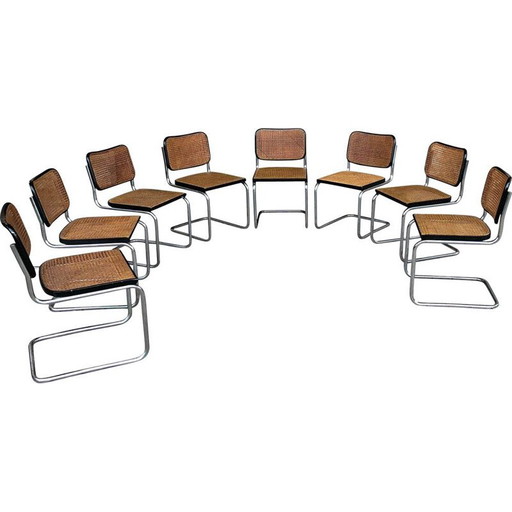 Set di 4 sedie vintage B32 Cesca in faggio e metallo cromato di Marcel Breuer per Gavina, Bauhaus, 1963