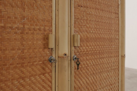 Image 1 of  Mid-eeuwse kast van bamboe en rotan, Italië ca. 1960