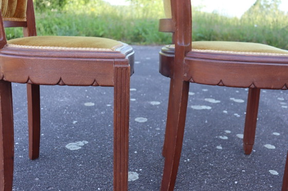 Image 1 of Paire de chaises Art Déco en velours et bois massif