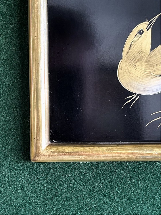 Image 1 of Inlaid Japanese lacquer painting – “Sekirei” bird – handcrafted, limited edition