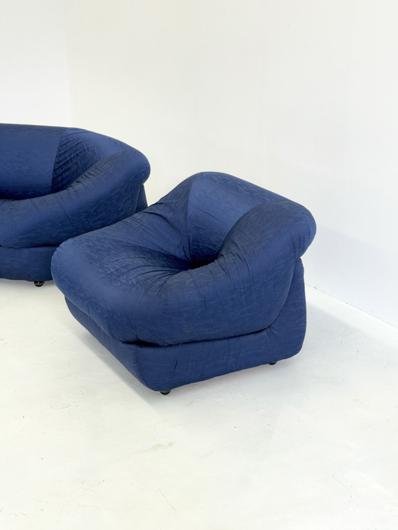Image 1 of Modular Sofa / Armchairs Space Age Set in Blue by Airborne