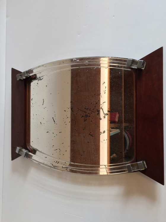 Image 1 of Specchio Art Déco e vassoio in legno Francia