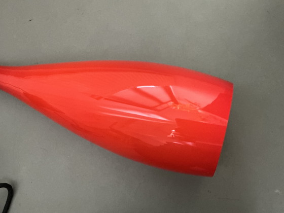 Image 1 of Zeldzame vintage hanglamp ontwerp Jacob E. Bang - oranje/rood