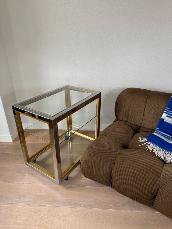 Image 1 of Carrello, carrello di servizio, vetro ottone cromato italiano Renato Zevi
