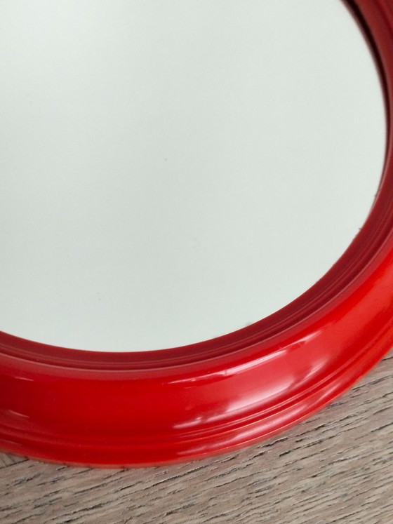 Specchio vintage Space Age, Vetro, MDF, Rosso (foto 3 di 6)