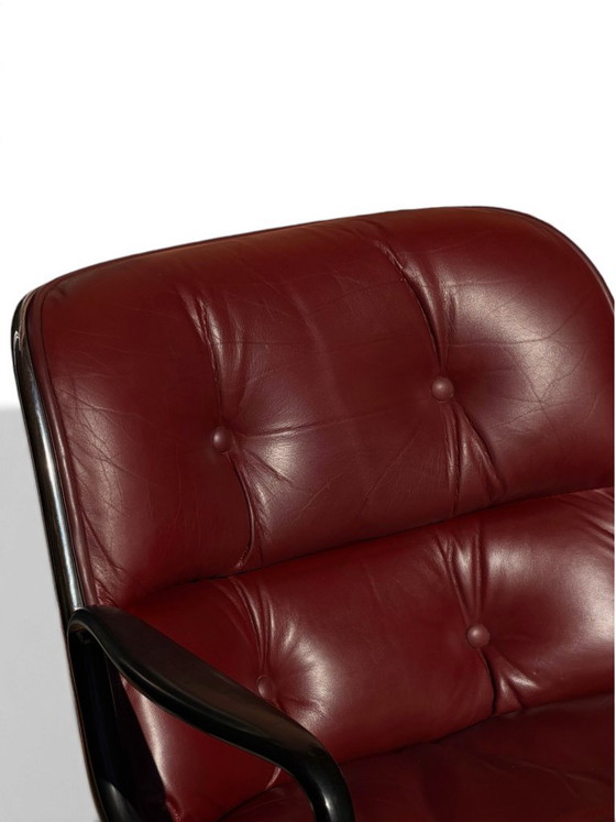 Poltrona Executive Charles Pollock Knoll in pelle bordeaux, base a 4 razze – Poltrone, Cromo (photo 7 of 10)