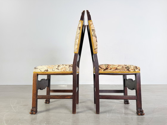 Image 1 of Original set de 2 chaises néo-baroques bois antique sculpture florale