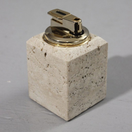 Briquet de table vintage en travertin design Italie 1970s Cerri Nestore