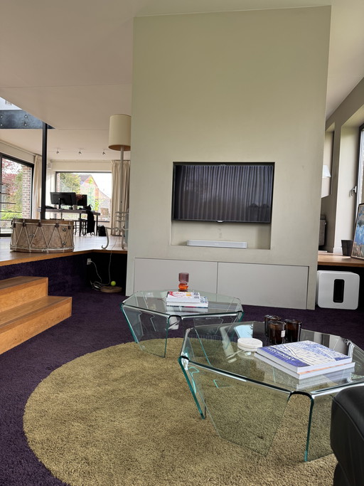 FIAM Italia glazen salontafels - set van 2 (zeshoekig design)