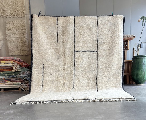 Moroccan Mrirt White Wool Rug 260x350 cm - Berber Moroccan Modern Carpet 