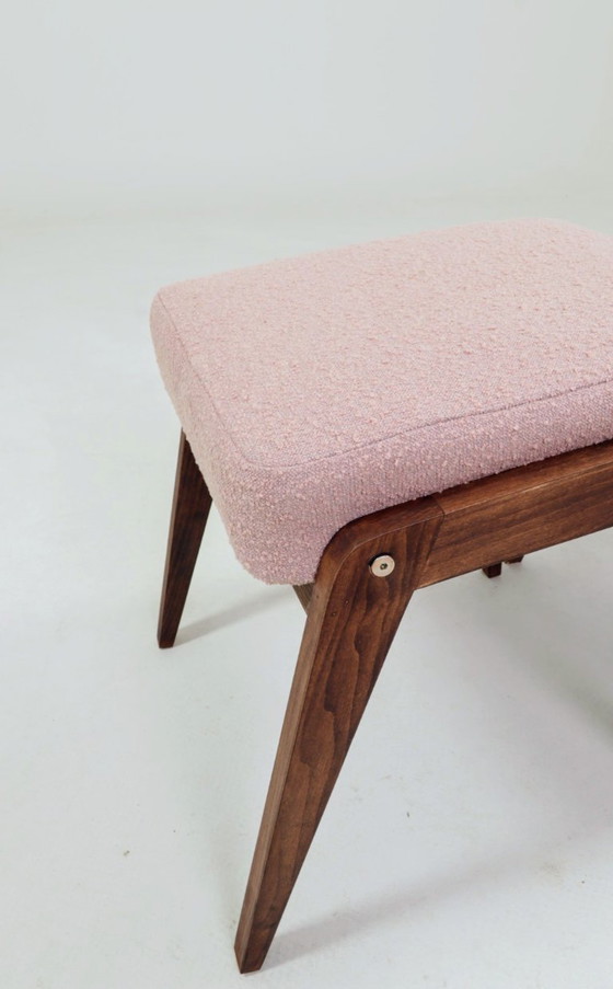 Image 1 of Sgabello scandinavo rosa bouclé set di 2