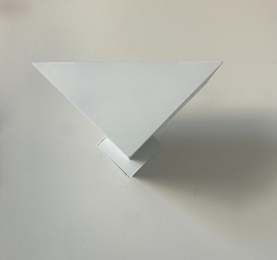 Image 1 of Coppia di applique geometriche vintage, bianco opaco, Francia 1970