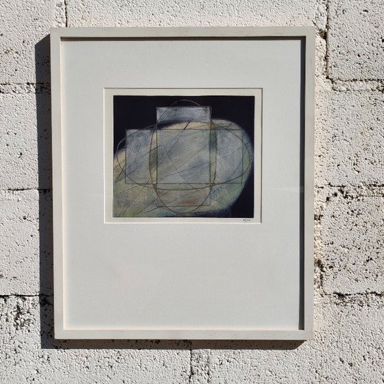 Vintage Zilverkleurige Ets - handgeschilderd - Geometrisch - A.Dombrowsky - 1987, Giclée Prints, Anders (foto 8 van 10)